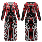 New Zealand Maori Language Week Couples Matching Long Sleeve Bodycon Dress and Long Sleeve Button Shirt Mo Ake Tonu Te Reo