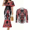 New Zealand Maori Language Week Couples Matching Mermaid Dress and Long Sleeve Button Shirt Mo Ake Tonu Te Reo