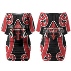 New Zealand Maori Language Week Couples Matching Off Shoulder Short Dress and Hawaiian Shirt Mo Ake Tonu Te Reo
