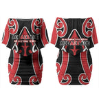 New Zealand Maori Language Week Couples Matching Off Shoulder Short Dress and Long Sleeve Button Shirt Mo Ake Tonu Te Reo