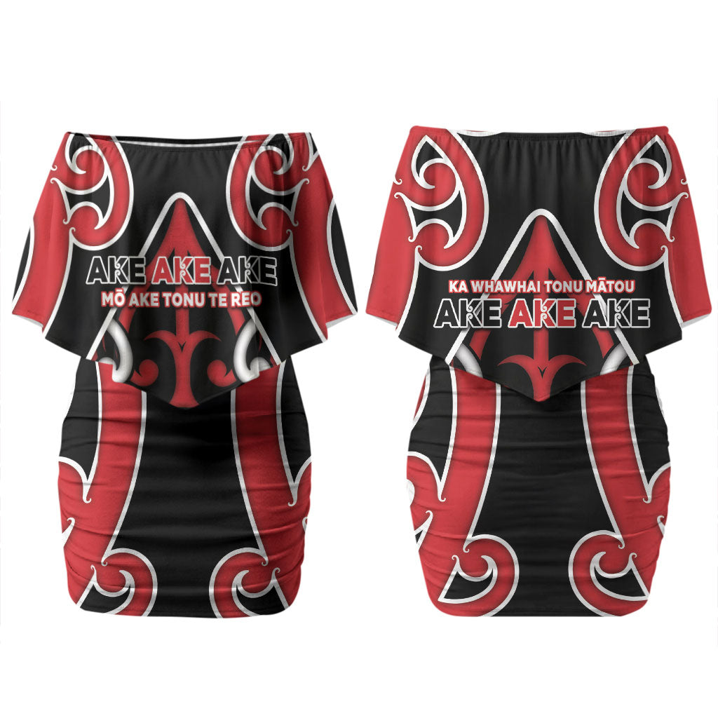 New Zealand Maori Language Week Couples Matching Off Shoulder Short Dress and Long Sleeve Button Shirt Mo Ake Tonu Te Reo