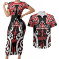 New Zealand Maori Language Week Couples Matching Short Sleeve Bodycon Dress and Hawaiian Shirt Mo Ake Tonu Te Reo