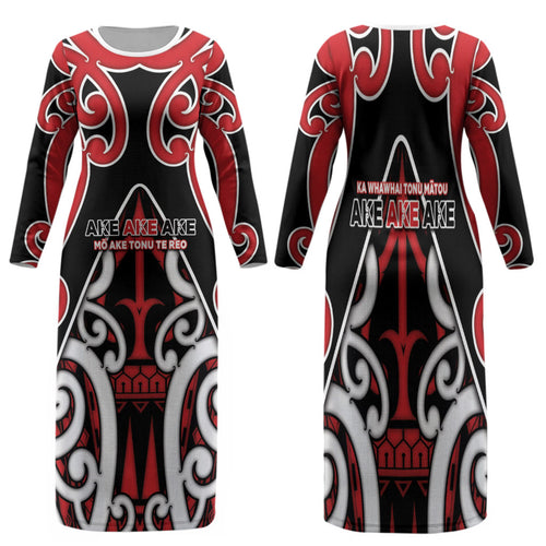 New Zealand Maori Language Week Family Matching Long Sleeve Bodycon Dress and Hawaiian Shirt Mo Ake Tonu Te Reo