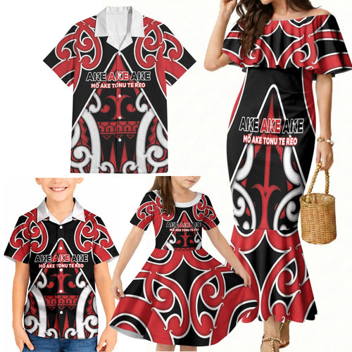 New Zealand Maori Language Week Family Matching Mermaid Dress and Hawaiian Shirt Mo Ake Tonu Te Reo