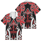 New Zealand Maori Language Week Family Matching Off The Shoulder Long Sleeve Dress and Hawaiian Shirt Mo Ake Tonu Te Reo