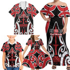 New Zealand Maori Language Week Family Matching Off Shoulder Maxi Dress and Hawaiian Shirt Mo Ake Tonu Te Reo
