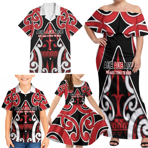 New Zealand Maori Language Week Family Matching Off Shoulder Maxi Dress and Hawaiian Shirt Mo Ake Tonu Te Reo