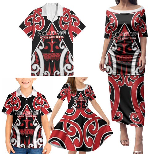 New Zealand Maori Language Week Family Matching Puletasi and Hawaiian Shirt Mo Ake Tonu Te Reo