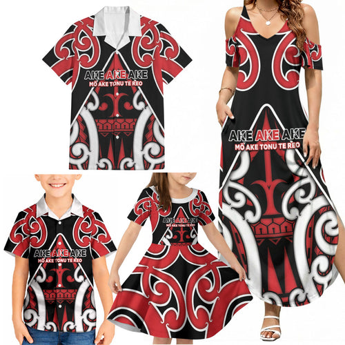 New Zealand Maori Language Week Family Matching Summer Maxi Dress and Hawaiian Shirt Mo Ake Tonu Te Reo