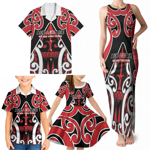 New Zealand Maori Language Week Family Matching Tank Maxi Dress and Hawaiian Shirt Mo Ake Tonu Te Reo