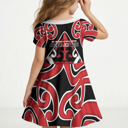 New Zealand Maori Language Week Kid Short Sleeve Dress Mo Ake Tonu Te Reo