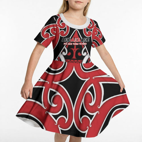 New Zealand Maori Language Week Kid Short Sleeve Dress Mo Ake Tonu Te Reo