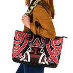 New Zealand Maori Language Week Leather Tote Bag Mo Ake Tonu Te Reo