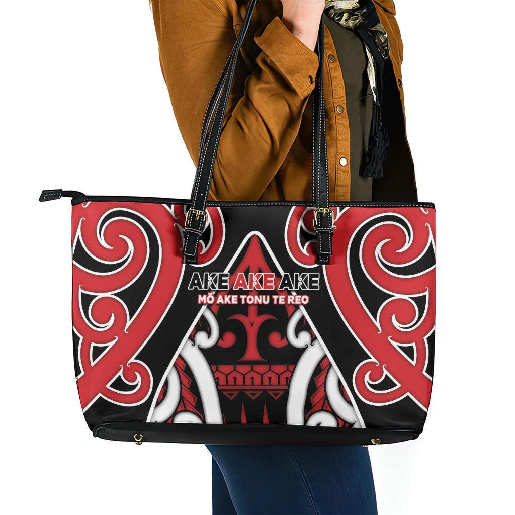 New Zealand Maori Language Week Leather Tote Bag Mo Ake Tonu Te Reo