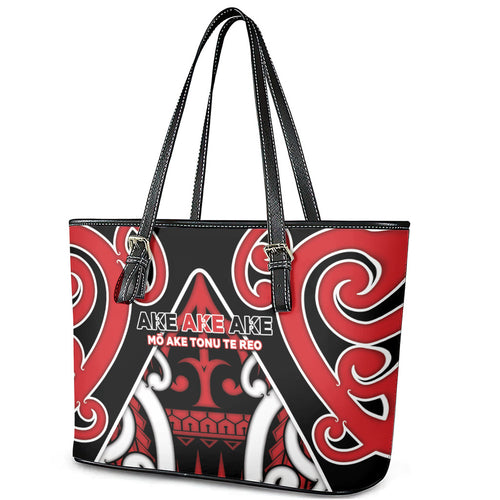 New Zealand Maori Language Week Leather Tote Bag Mo Ake Tonu Te Reo