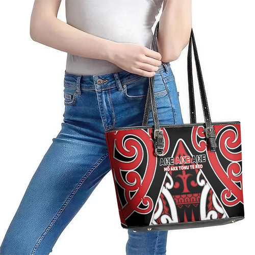 New Zealand Maori Language Week Leather Tote Bag Mo Ake Tonu Te Reo