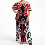 New Zealand Maori Language Week Off Shoulder Maxi Dress Mo Ake Tonu Te Reo
