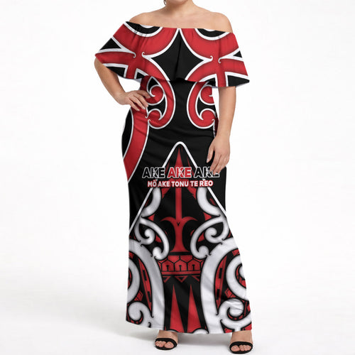 New Zealand Maori Language Week Off Shoulder Maxi Dress Mo Ake Tonu Te Reo