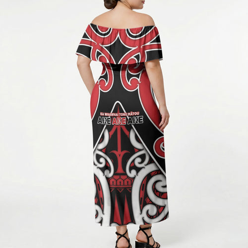 New Zealand Maori Language Week Off Shoulder Maxi Dress Mo Ake Tonu Te Reo