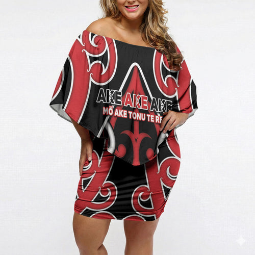 New Zealand Maori Language Week Off Shoulder Short Dress Mo Ake Tonu Te Reo
