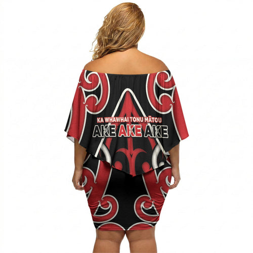 New Zealand Maori Language Week Off Shoulder Short Dress Mo Ake Tonu Te Reo