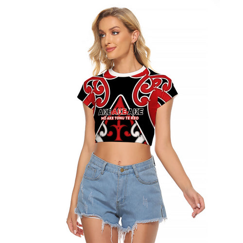 New Zealand Maori Language Week Raglan Cropped T Shirt Mo Ake Tonu Te Reo