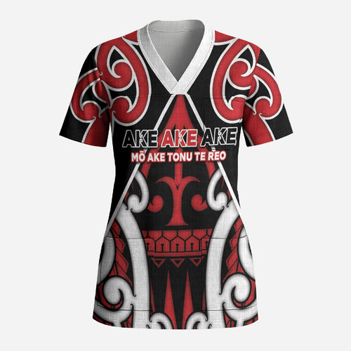 New Zealand Maori Language Week Scrub Top Mo Ake Tonu Te Reo
