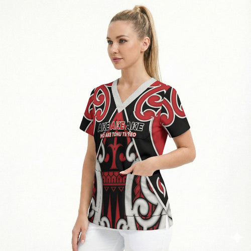 New Zealand Maori Language Week Scrub Top Mo Ake Tonu Te Reo