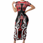 New Zealand Maori Language Week Short Sleeve Bodycon Dress Mo Ake Tonu Te Reo
