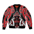 New Zealand Maori Language Week Sleeve Zip Bomber Jacket Mo Ake Tonu Te Reo