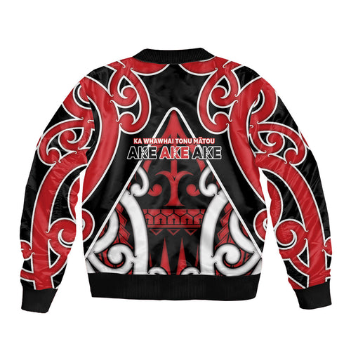 New Zealand Maori Language Week Sleeve Zip Bomber Jacket Mo Ake Tonu Te Reo