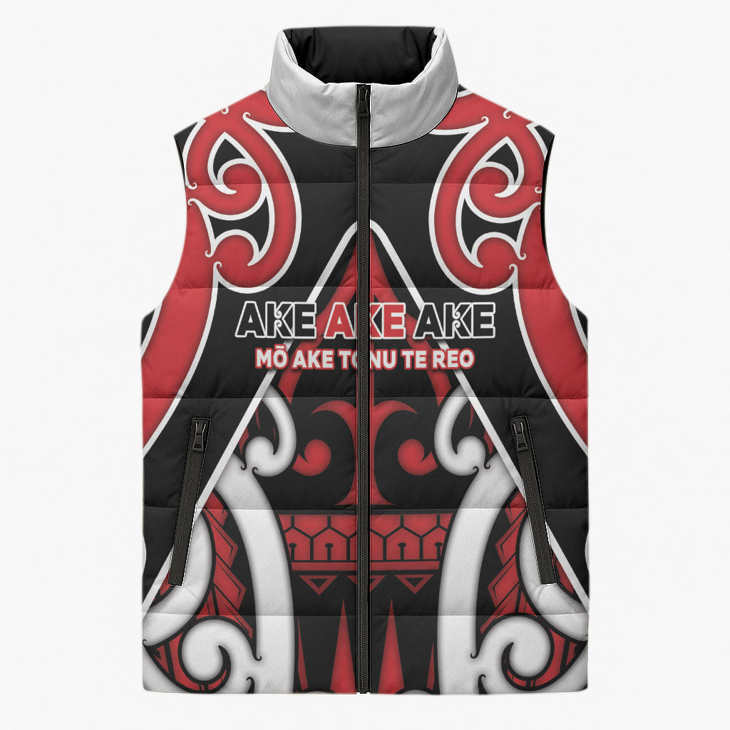 New Zealand Maori Language Week Sleeveless Puffer Jacket Mo Ake Tonu Te Reo