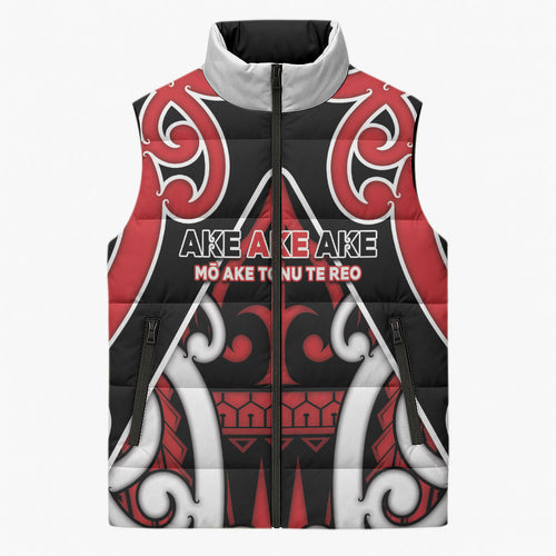 New Zealand Maori Language Week Sleeveless Puffer Jacket Mo Ake Tonu Te Reo