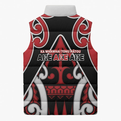 New Zealand Maori Language Week Sleeveless Puffer Jacket Mo Ake Tonu Te Reo