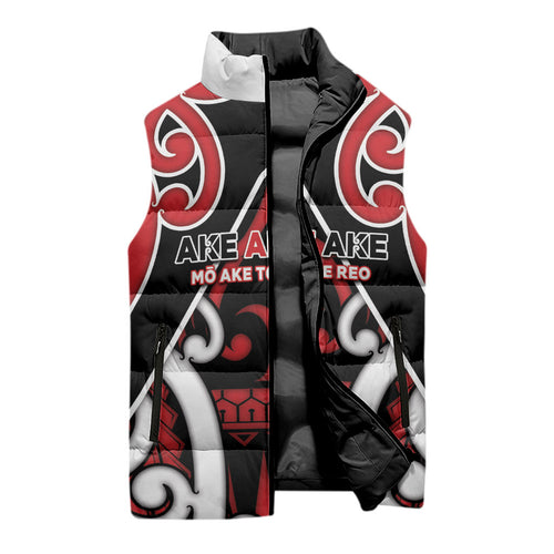 New Zealand Maori Language Week Sleeveless Puffer Jacket Mo Ake Tonu Te Reo