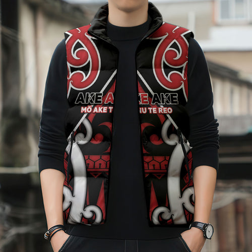 New Zealand Maori Language Week Sleeveless Puffer Jacket Mo Ake Tonu Te Reo