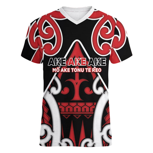 New Zealand Maori Language Week Women V-Neck T-Shirt Mo Ake Tonu Te Reo