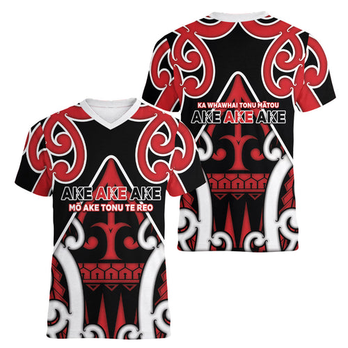New Zealand Maori Language Week Women V-Neck T-Shirt Mo Ake Tonu Te Reo