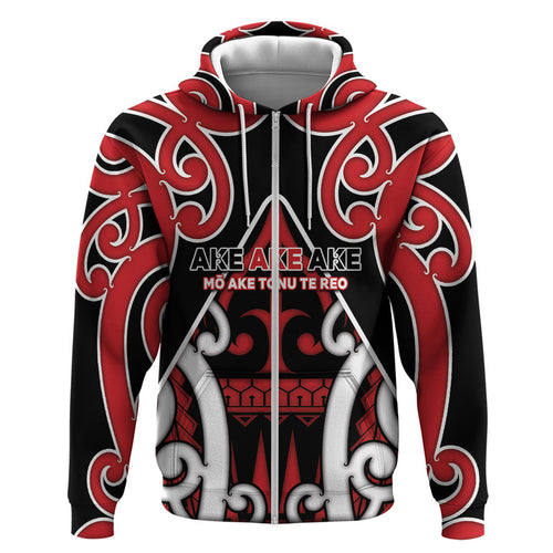 New Zealand Maori Language Week Zip Hoodie Mo Ake Tonu Te Reo