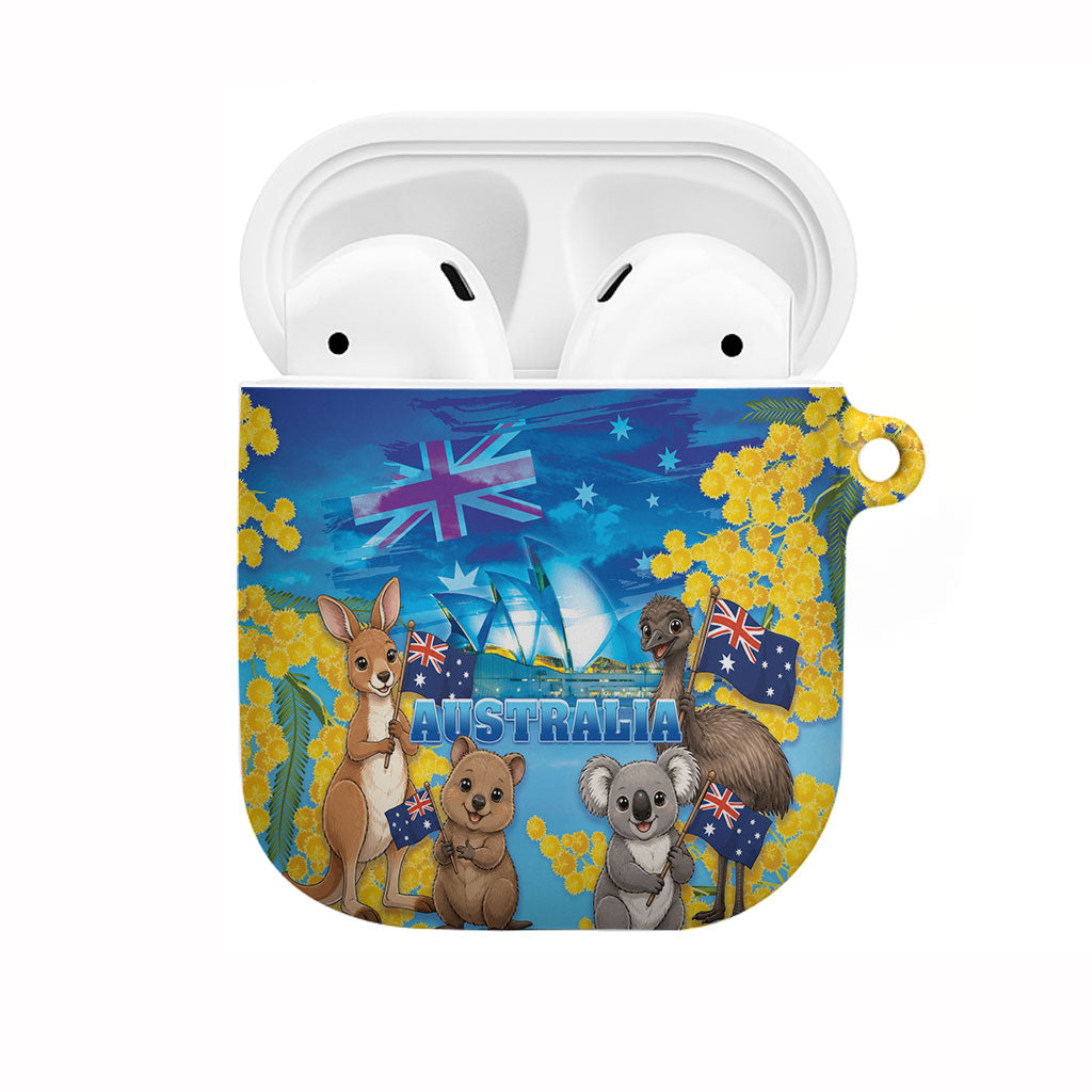 Happy Australia Flag Day AirPods Case Aussie Animals Grunge Style