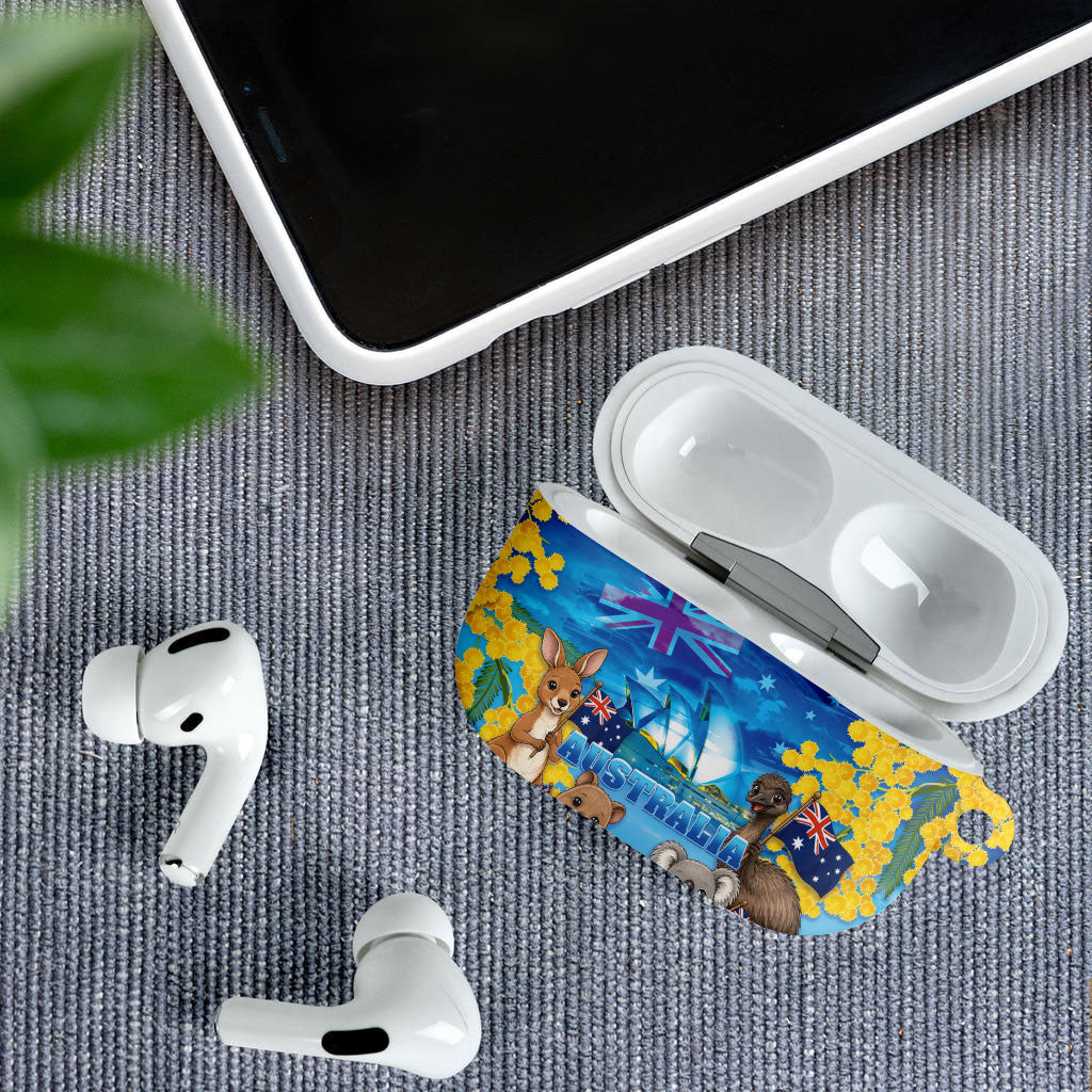 Happy Australia Flag Day AirPods Case Aussie Animals Grunge Style