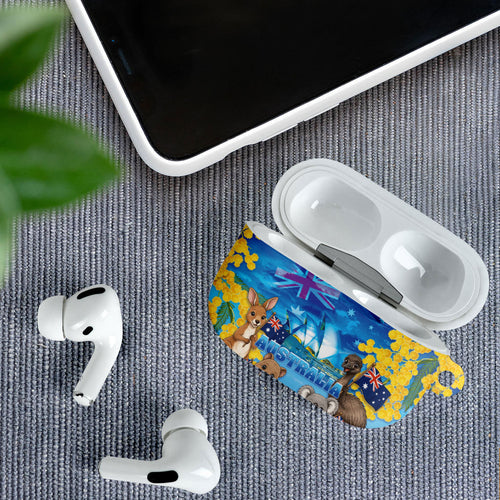 Happy Australia Flag Day AirPods Case Aussie Animals Grunge Style