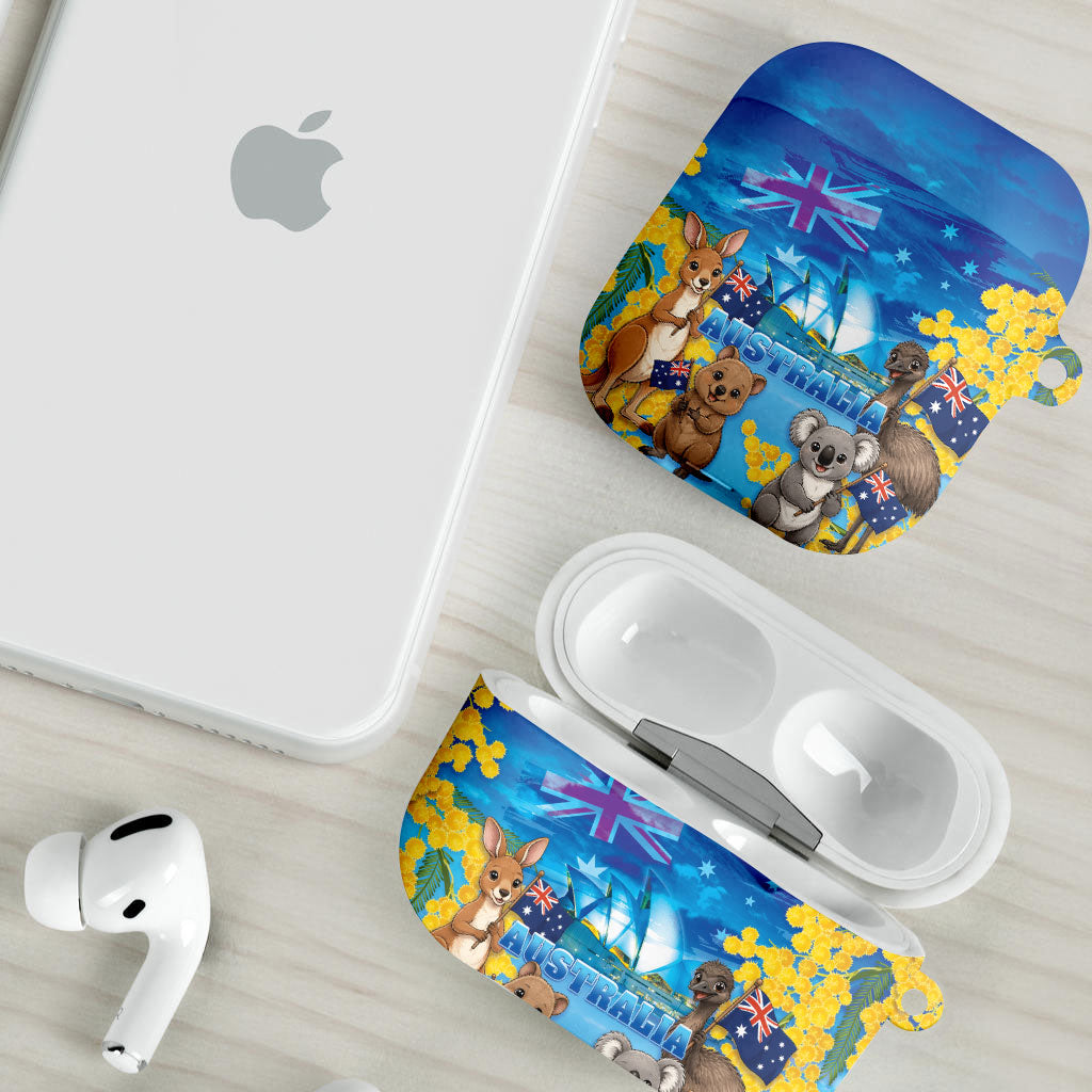 Happy Australia Flag Day AirPods Case Aussie Animals Grunge Style