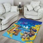 Happy Australia Flag Day Area Rug Aussie Animals Grunge Style