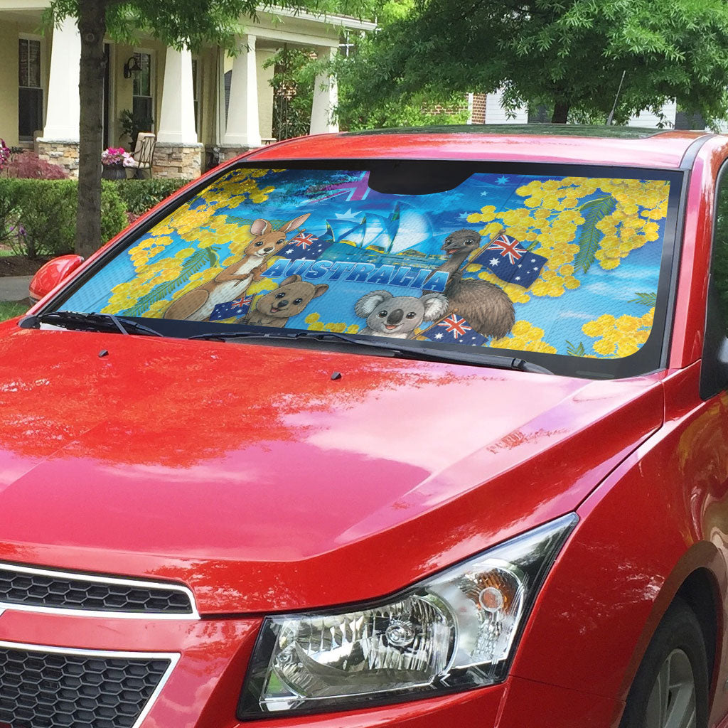 Happy Australia Flag Day Auto Sun Shade Aussie Animals Grunge Style