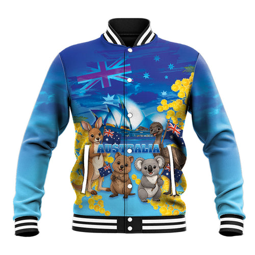 Happy Australia Flag Day Baseball Jacket Aussie Animals Grunge Style