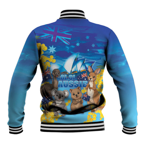 Happy Australia Flag Day Baseball Jacket Aussie Animals Grunge Style