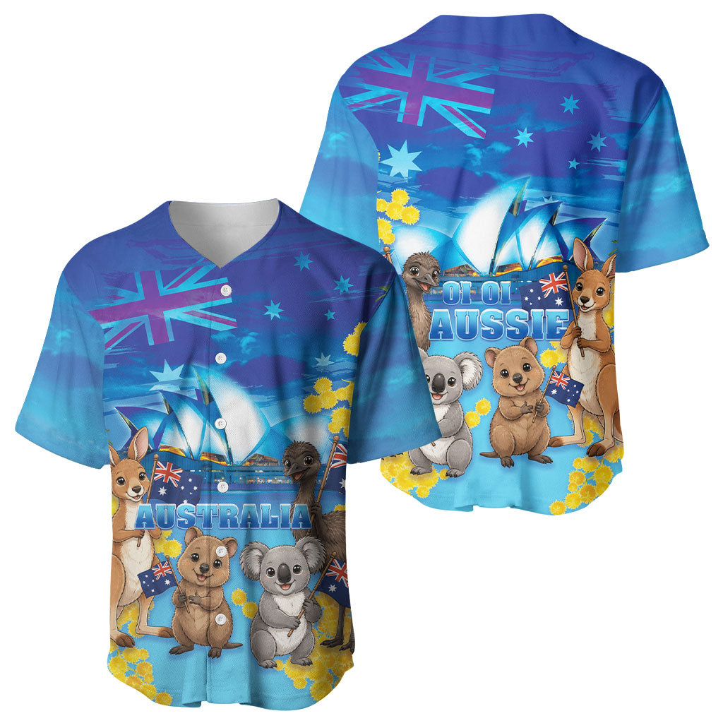 Happy Australia Flag Day Baseball Jersey Aussie Animals Grunge Style