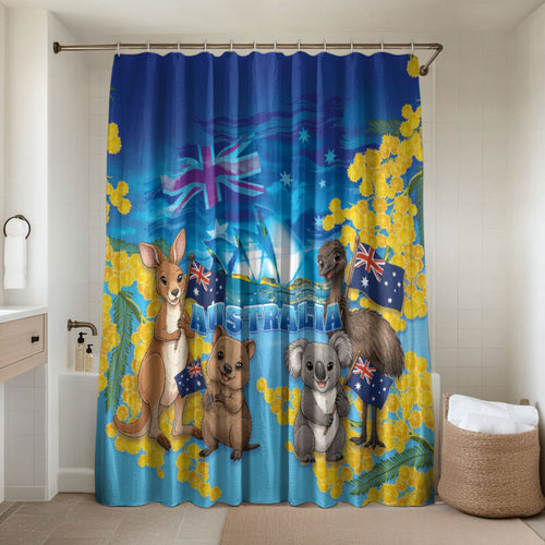 Happy Australia Flag Day Bathroom Set Aussie Animals Grunge Style