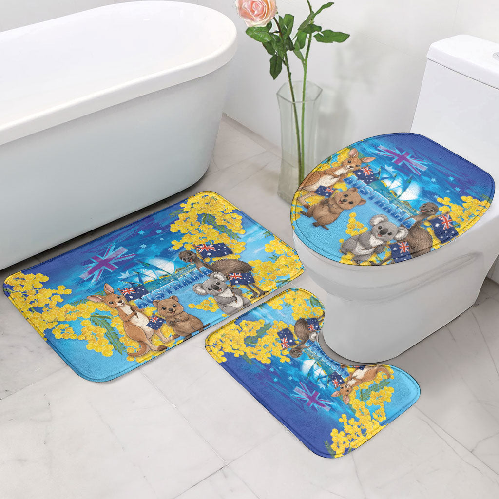 Happy Australia Flag Day Bathroom Set Aussie Animals Grunge Style